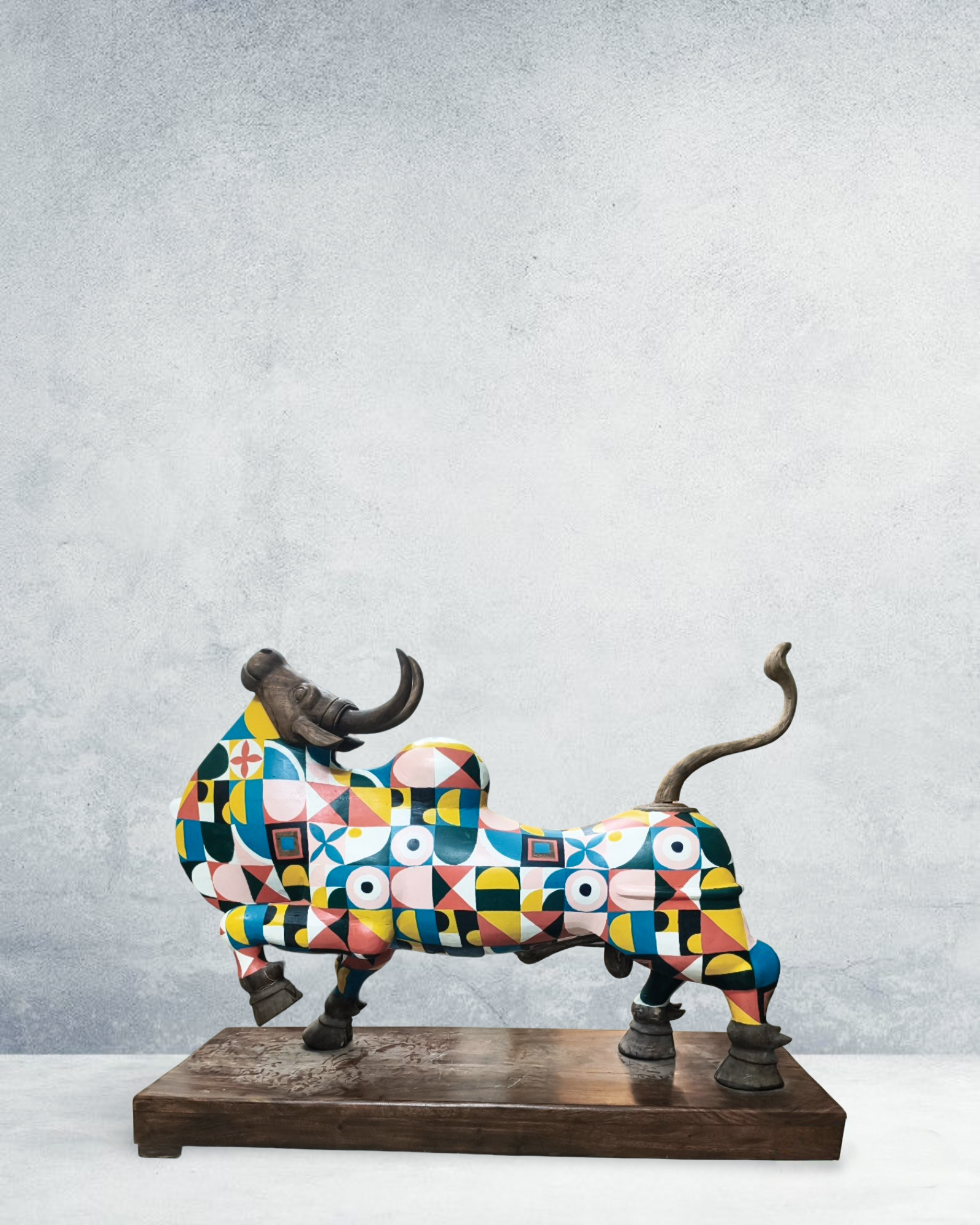 Colourful check design Standing bull