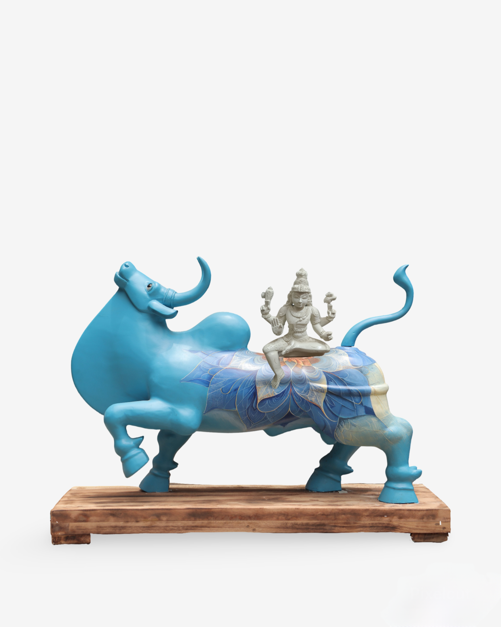 Blue flower design Standing bull