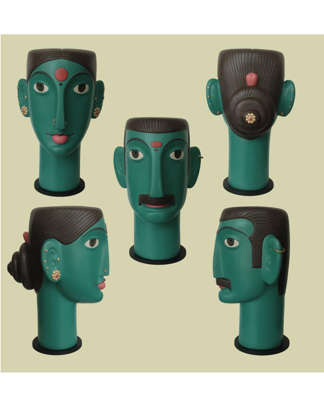 Kandi Narsimlu_Green 2 head sculpture